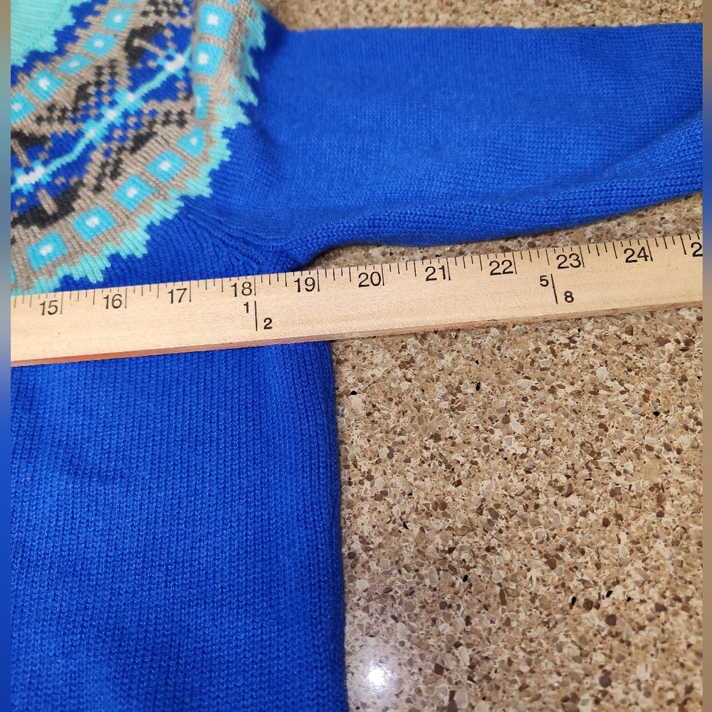 Talbots Blue Fair Isle Lambswool Nylon Blend Cardigan… Gem